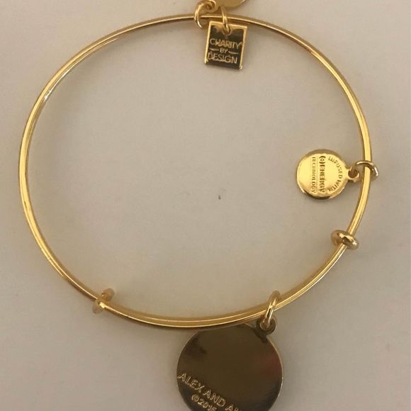 Alex & Ani gold bangle bracelet with 2015 snowman charm like new - Picture 2 of 3